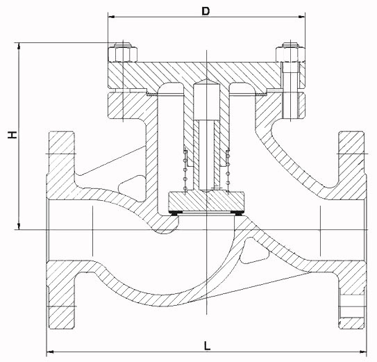 H41H、H41Y升降式止回(hui)閥内部結構(gou)示意圖